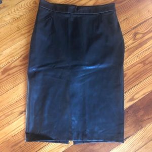 Black leather pencil skirt